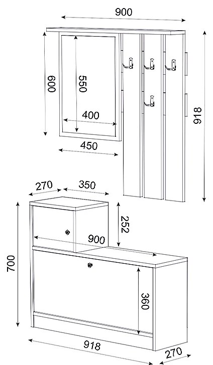 ΕΠΙΠΛΟ ΕΙΣΟΔΟΥ GALINA MEGAPAP ΧΡΩΜΑ SAPPHIRE OAK - ΛΕΥΚΟ 91,8X27X70ΕΚ.