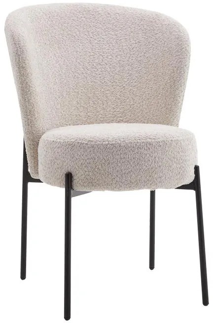 Καρέκλα Houlian εκρού ύφασμα-πόδι μαύρο μέταλλο 44x66x89εκ 2αδα 46x66x89 εκ.