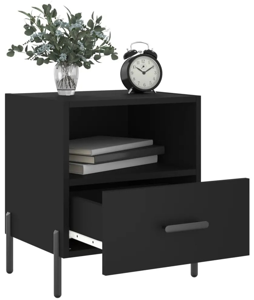 vidaXL Κομοδίνα 2 τεμ. Μαύρα 40 x 35 x 47,5 εκ. από Επεξεργασμένο Ξύλο