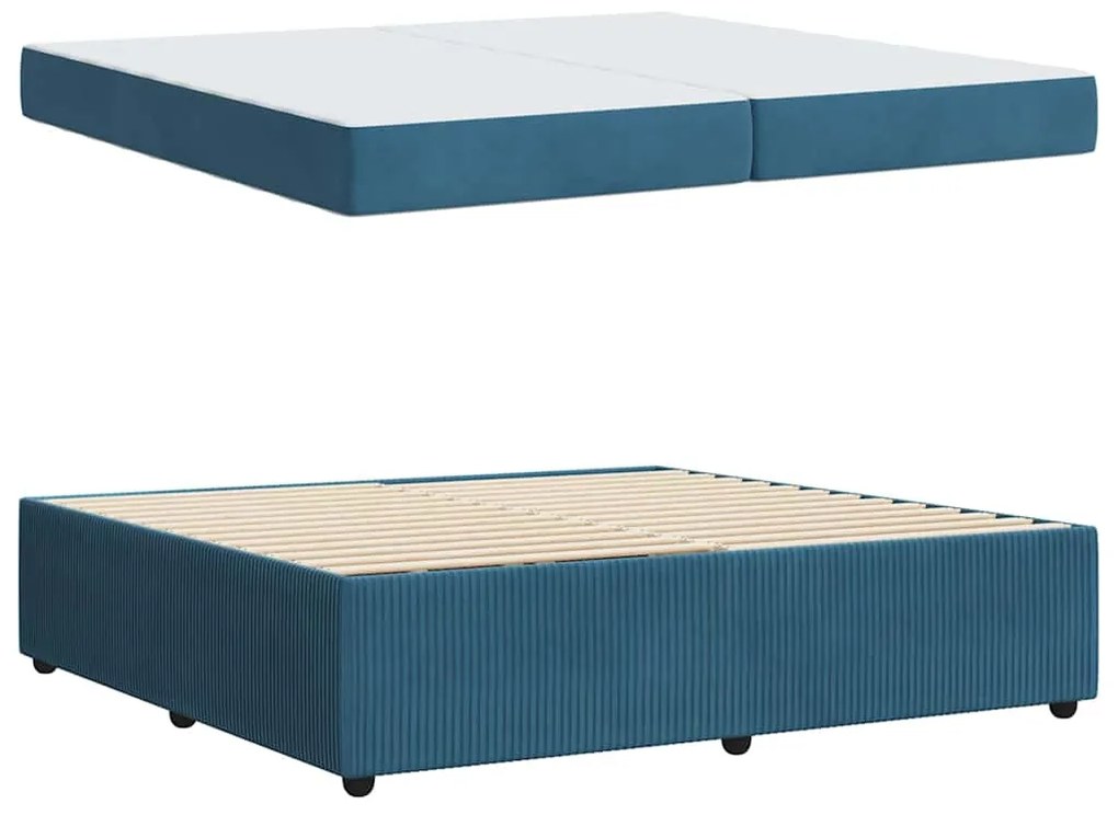 vidaXL Σκελετός κρεβατιού με στρώμα Μπλε 200 x 200 cm Βελούδο
