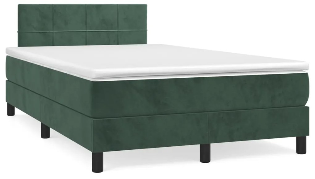 Κρεβάτι Boxspring με Στρώμα Σκούρο Πράσινο 120x190εκ. Βελούδινο