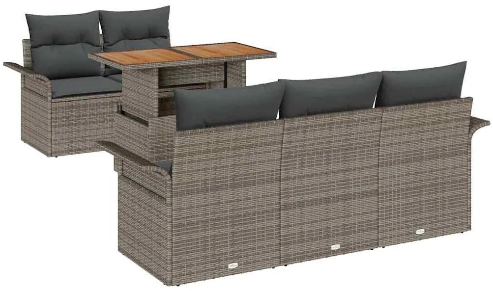 vidaXL Σετ Καναπέ Κήπου με μαξιλάρι 6 pcs Γκρι 100 x 55 x 73 εκ