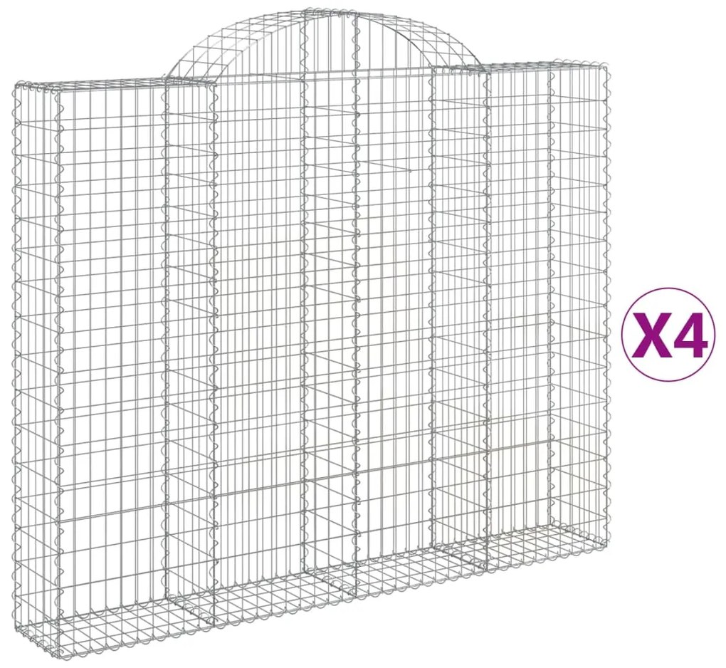 vidaXL Συρματοκιβώτια Τοξωτά 4 τεμ. 200x30x160/180 εκ. Γαλβαν. Ατσάλι