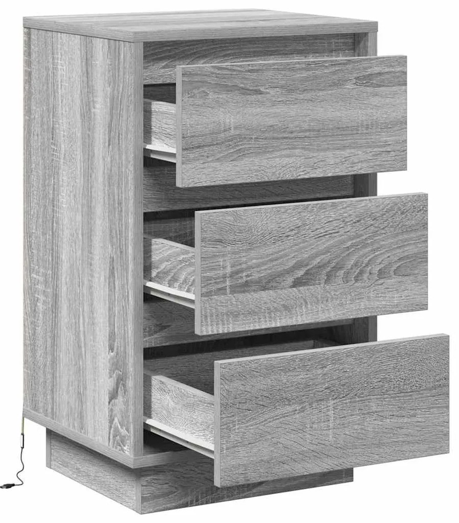 vidaXL Κομοδίνο με συρτάρι Γκρι 39 x 34.5 x 65 εκ. Επεξεργασμένο ξύλο