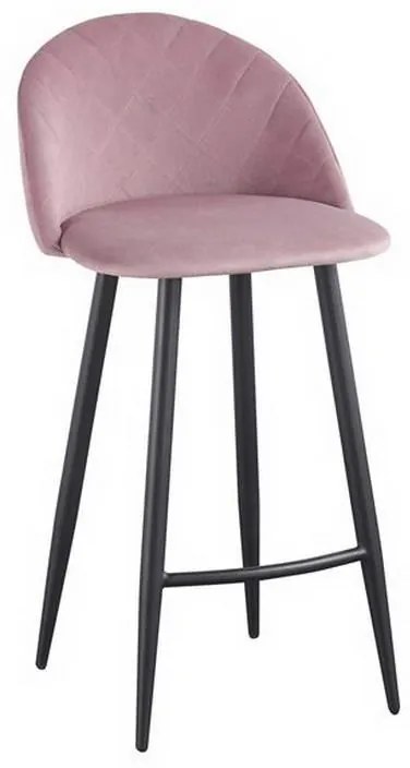 Σκαμπό Bar Bella ΕΜ758,1 48x52x70/94cm Pink Σετ 4τμχ Μέταλλο,Ύφασμα