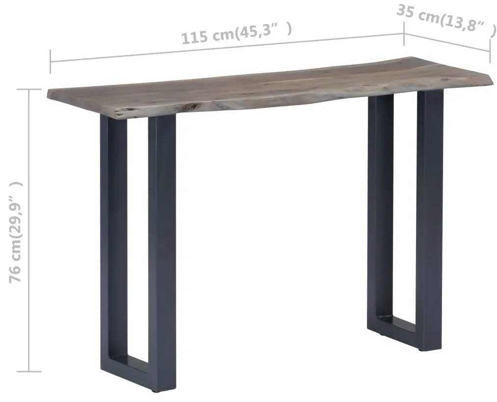 vidaXL Τραπέζι Κονσόλα Γκρι 115x35x76 εκ. Μασίφ Ξύλο Ακακίας / Σίδηρο