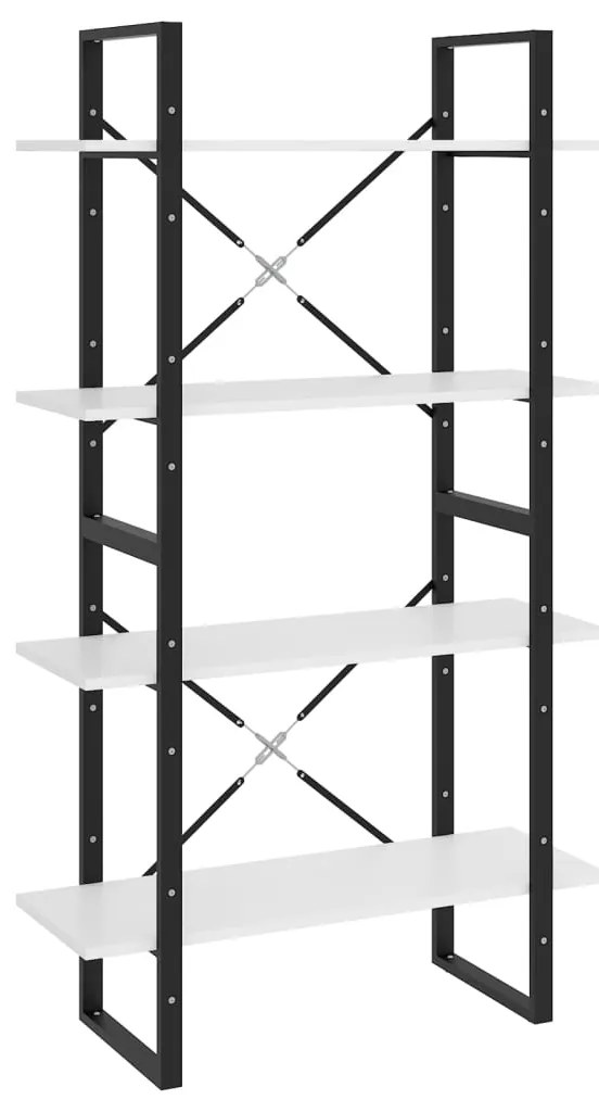 vidaXL Βιβλιοθήκη με 4 Ράφια Λευκή 80 x 30 x 140 εκ. από Επεξ. Ξύλο