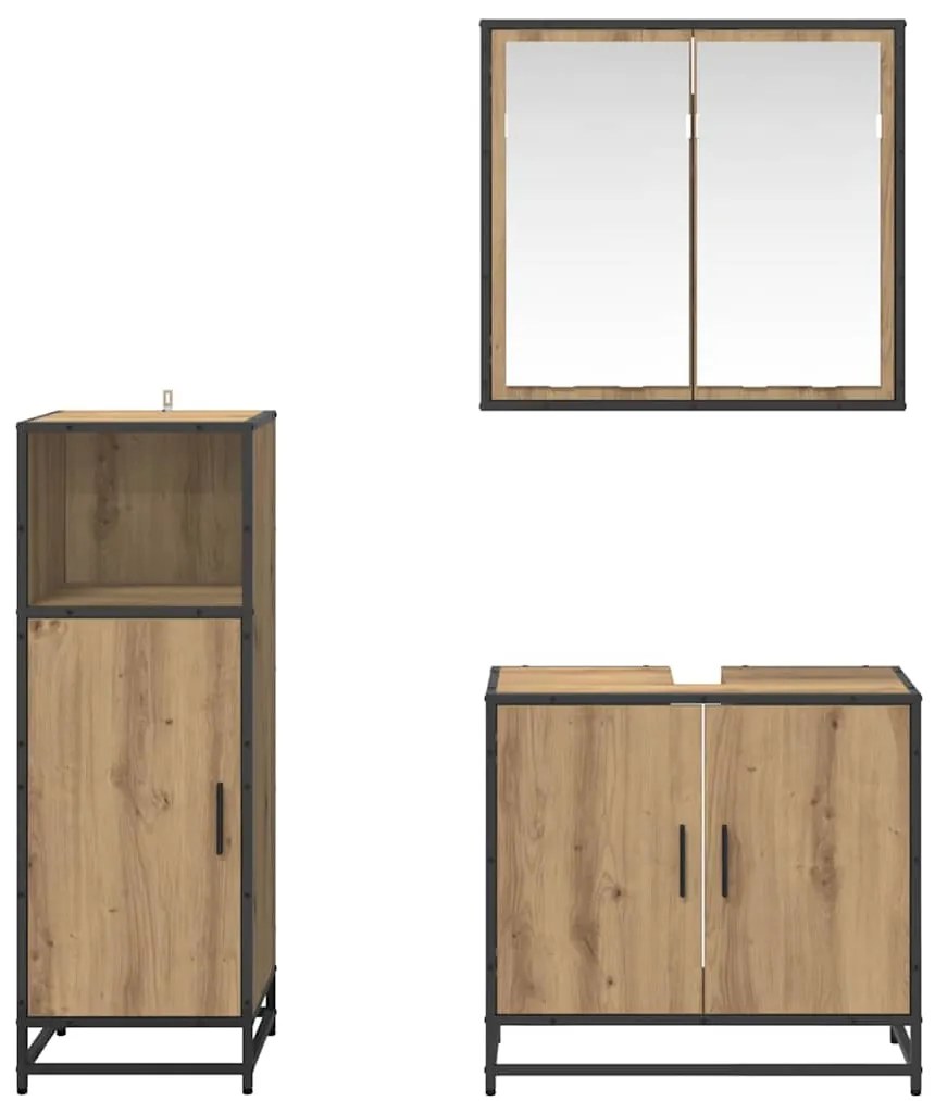 vidaXL Σετ Επίπλων Μπάνιου 3 pcs Artisan Oak Επεξεργασμένο ξύλο