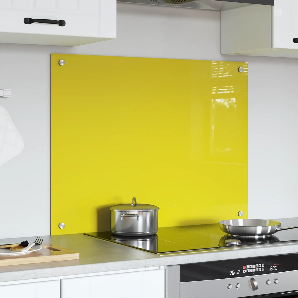 vidaXL Κουζίνα Πίσω τοίχος Κίτρινος 80x60x0,6 εκ. Σκληρυμένο γυαλί