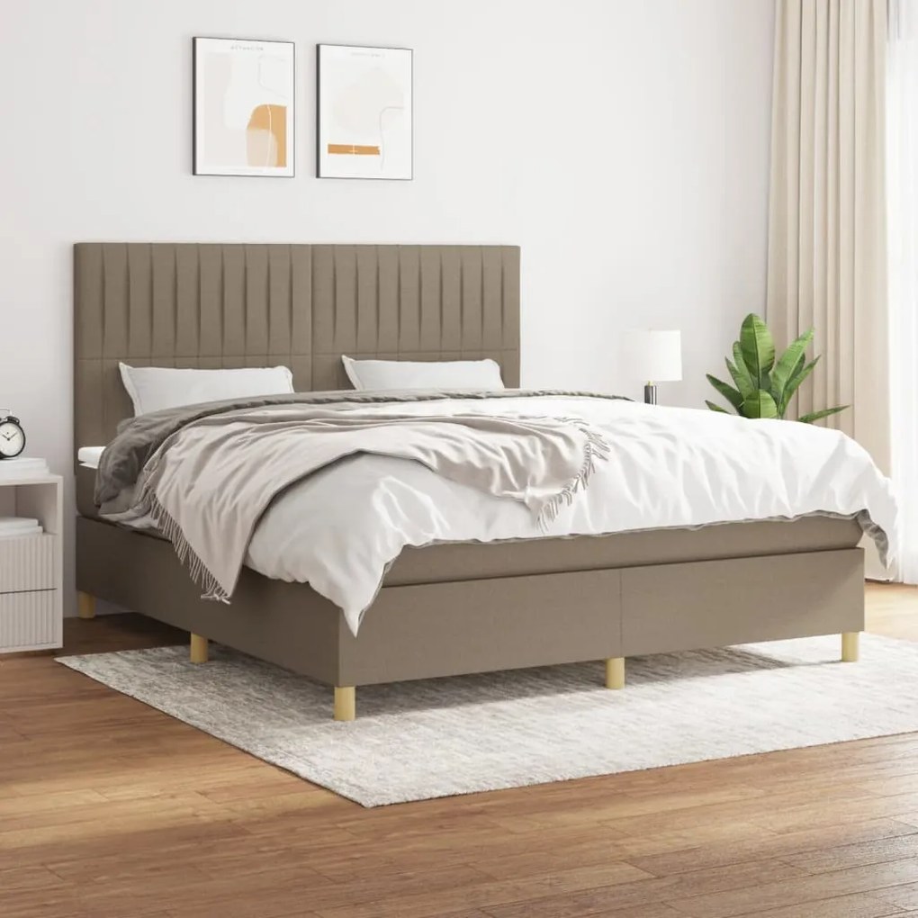 vidaXL Κρεβάτι Boxspring με Στρώμα Taupe 160x200 εκ. Υφασμάτινο