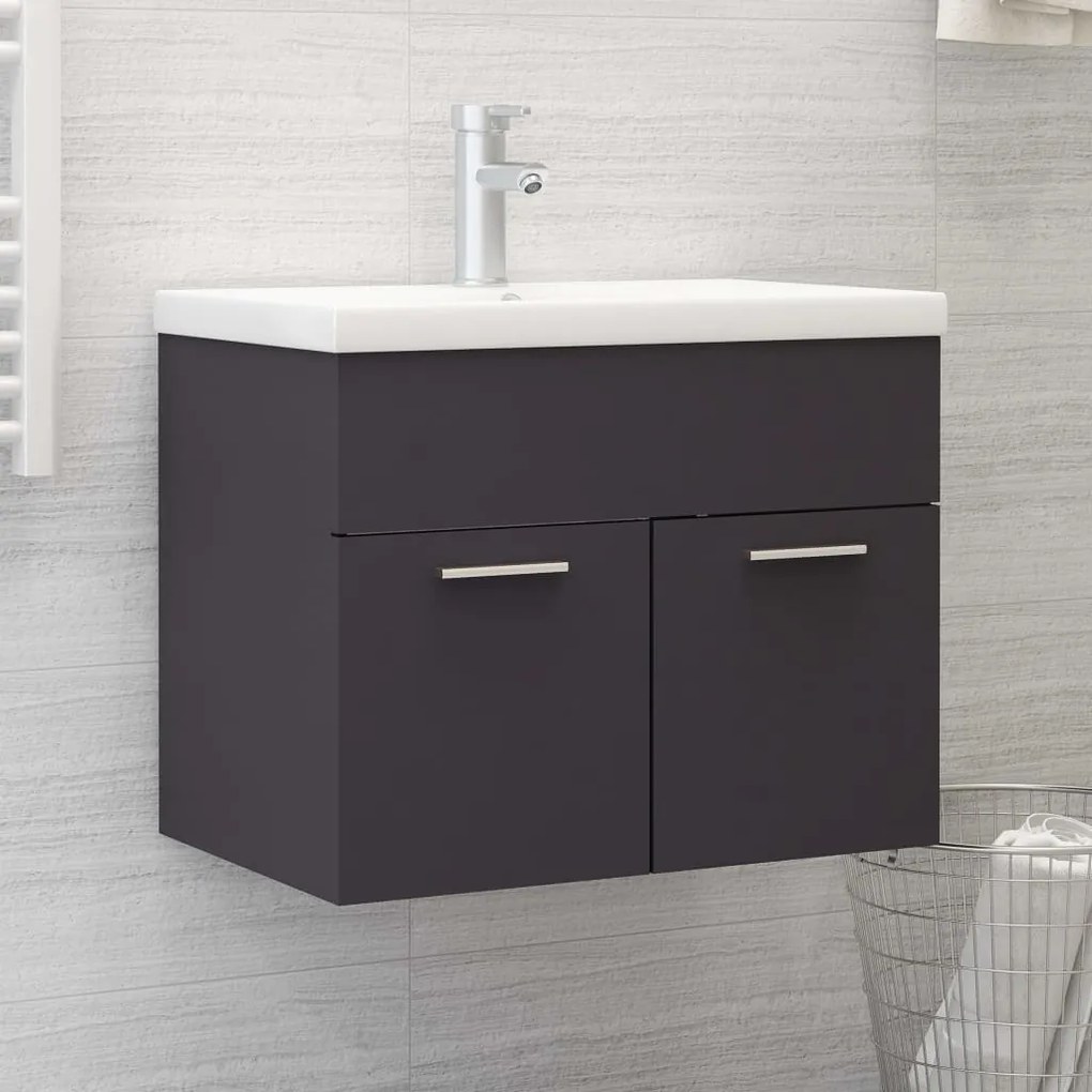 vidaXL Ντουλάπι Νιπτήρα Γκρι 60 x 38,5 x 46 εκ. από Επεξεργασμένο Ξύλο