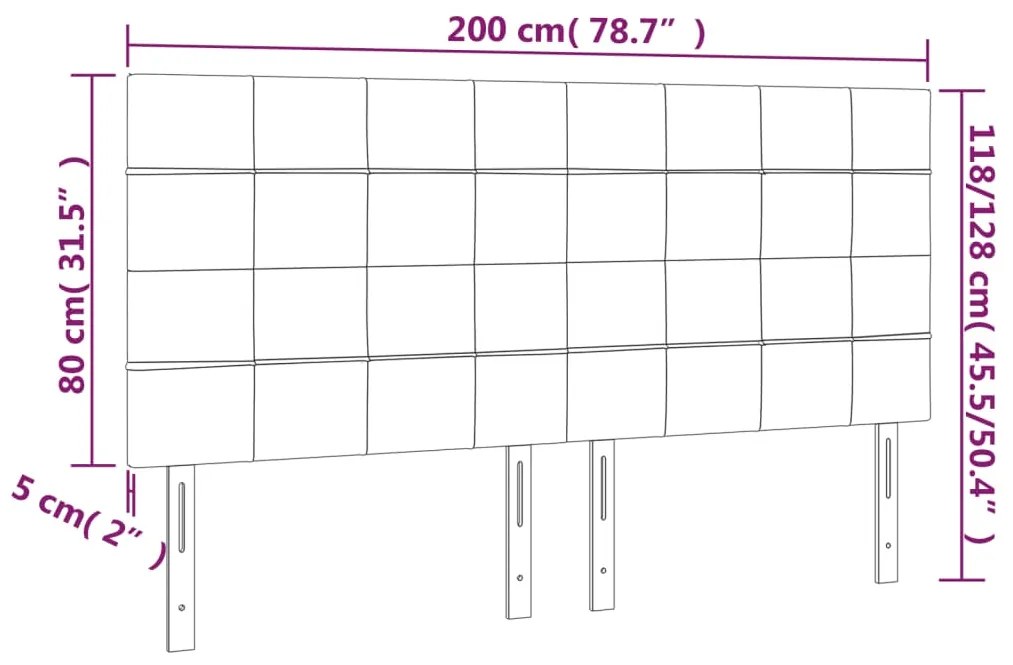 Κεφαλάρι Κρεβατιού LED Μαύρο 200x5x118/128 εκ. Βελούδινο 3122492