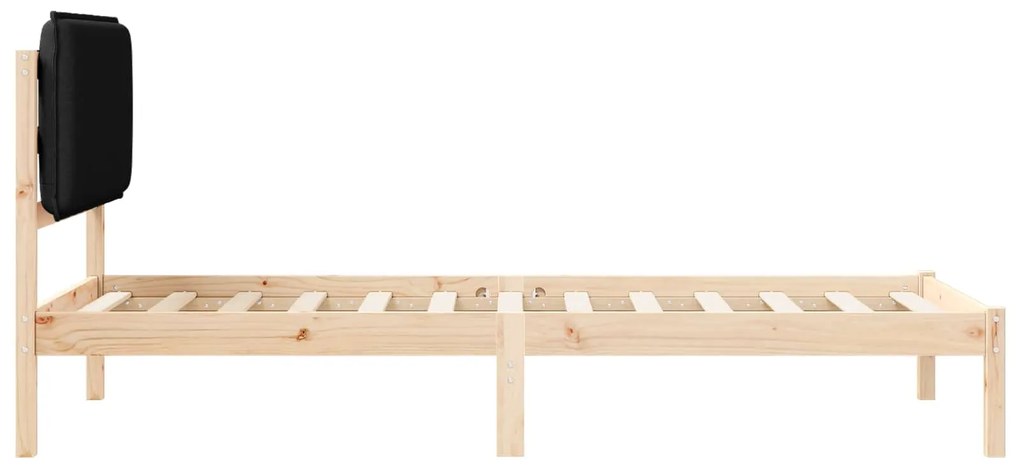 vidaXL Σκελετός Κρεβατιού με Επενδεδυμένο Κεφαλάρι Μαύρο 75 x 190 cm