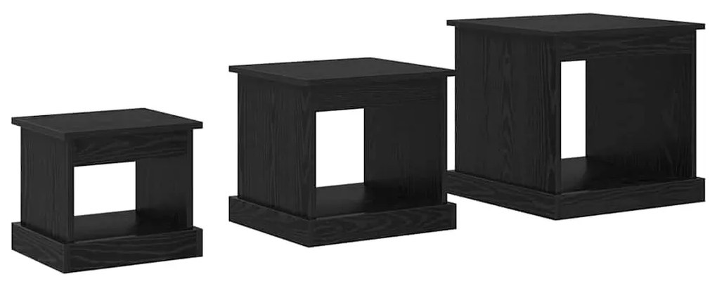 vidaXL Τραπεζάκι σαλονιού 3 pcs Μαύρη Οξυά Επεξεργασμένο ξύλο