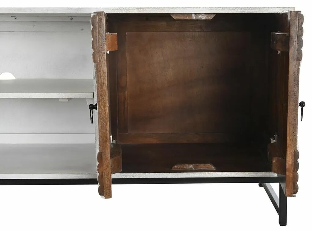 Τηλεόραση DKD Home Decor 180 x 40 x 60 cm Μαύρο Μέταλλο Λευκό Ξύλο από Μάνγκο