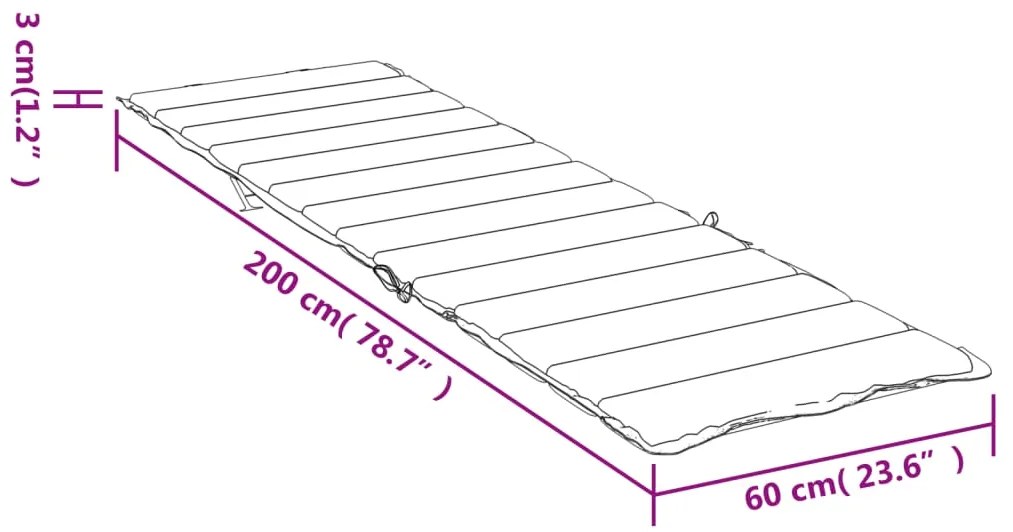 Μαξιλάρι Ξαπλώστρας Ανθρακί 200 x 60 x 3 εκ. από Ύφασμα Oxford - Ανθρακί