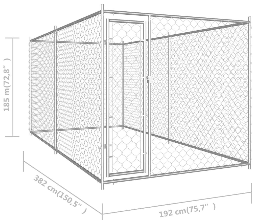 vidaXL Κλουβί Σκύλου Εξωτερικού Χώρου 382 x 192 x 185 εκ.