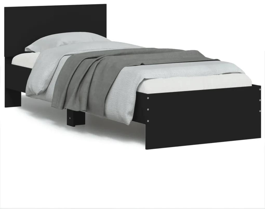Πλαίσιο Κρεβατιού με Κεφαλάρι &amp; λυχνίες LED Μαύρο 75 x 190 εκ.