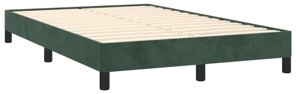 vidaXL Κρεβάτι Boxspring με Στρώμα Σκούρο Πράσινο 120x190εκ. Βελούδινο