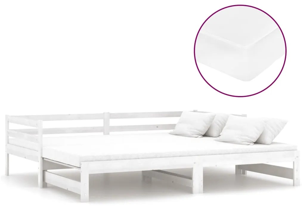 vidaXL Καναπές Κρεβάτι Συρόμενος Λευκός 2x(90x200) εκ. Ξύλο Πεύκου