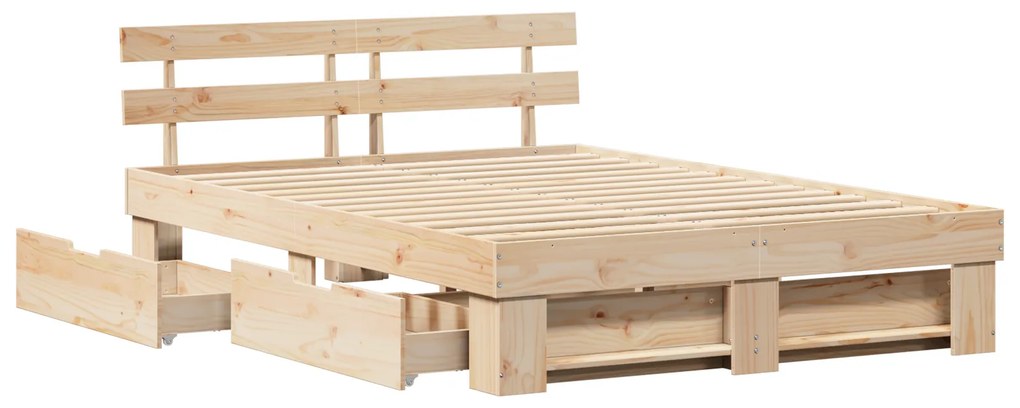 vidaXL Σκελετός Κρεβατιού Καφέ 140 x 200 cm Συμπαγές ξύλο πεύκου