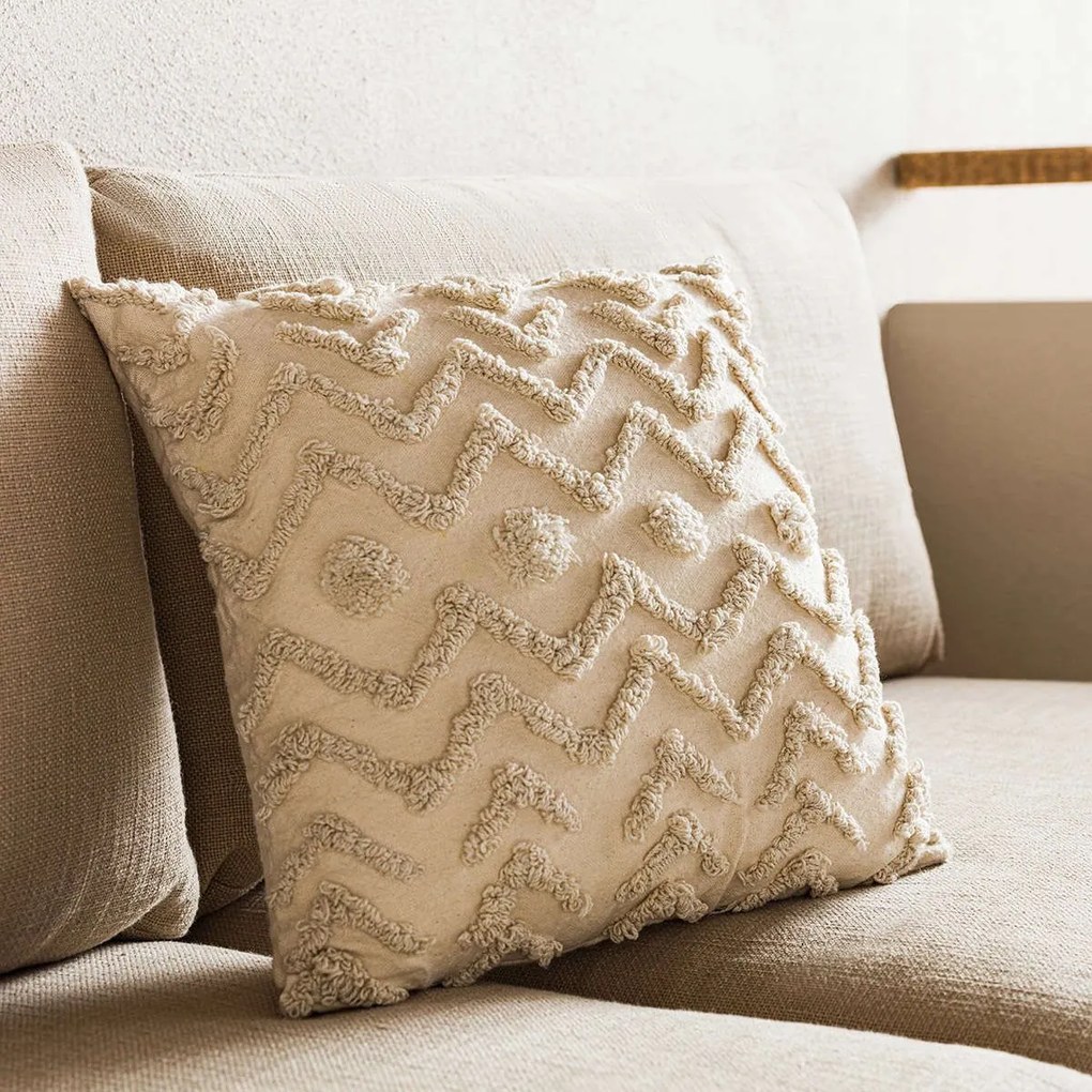 Μαξιλαροθήκη Διακοσμητική Wavy 186 Beige Gofis Home 43X43 100% Βαμβάκι