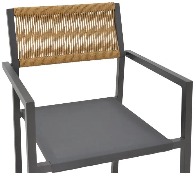 Καρέκλα - Πολυθρόνα αλουμινίου Savor στοιβαζόμενη ανθρακί σκελετός-textilene φυσικό rattan 55x58x63 εκ. 55x58x83 εκ.