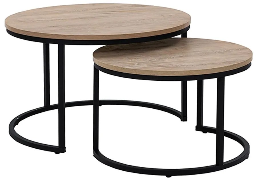 MINO COFFEE TABLE SET 2ΤΕΜ SONOMA DECAPE ΜΑΥΡΟ D74-59xΗ47-38,5cm - 04-0352 - 04-0352