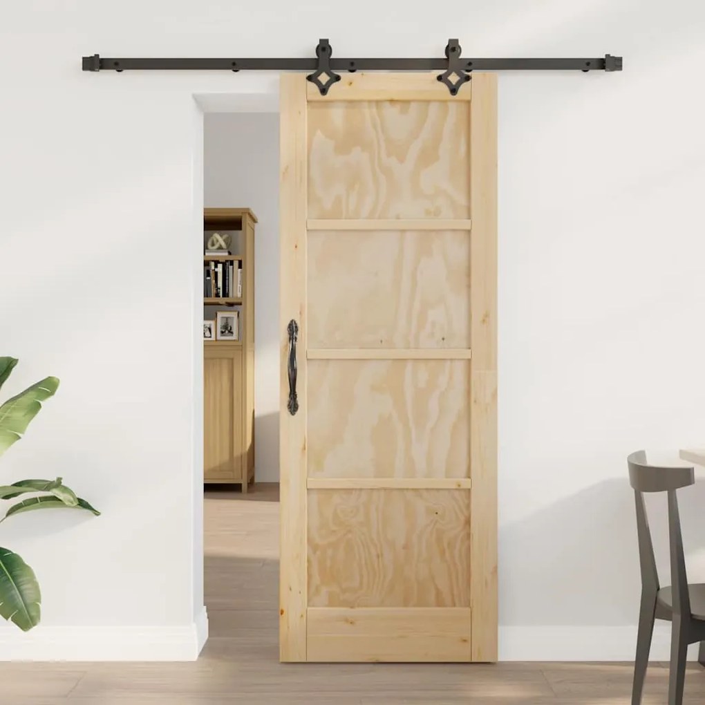 vidaXL Συρόμενη Πόρτα Φυσικό και μαύρο 73.5 x 198.5 εκ.