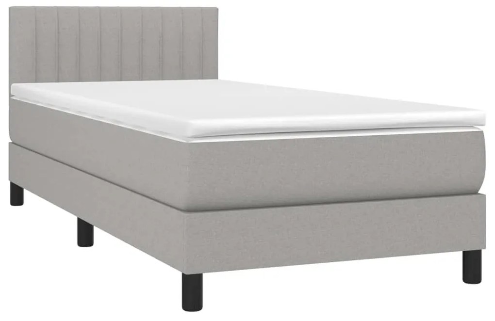 Κρεβάτι Boxspring με Στρώμα &amp; LED Αν.Γκρι 80x200 εκ. Υφασμάτινο - Γκρι