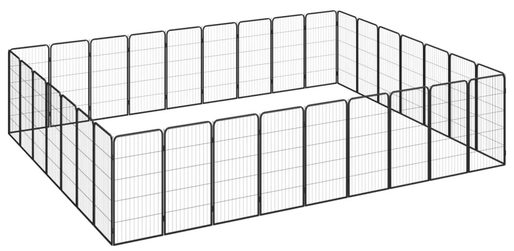 vidaXL Κλουβί Σκύλου 32 Πάνελ Μαύρο 50x100 εκ. Ατσάλι με Βαφή Πούδρας