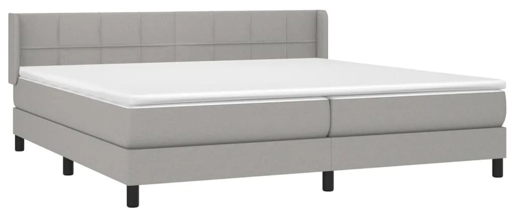 vidaXL Κρεβάτι Boxspring με Στρώμα Ανοιχτό Γκρι 200x200 εκ. Υφασμάτινο