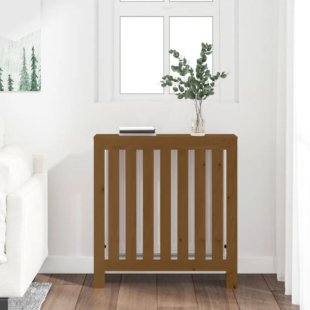 vidaXL Κάλυμμα Καλοριφέρ Καφέ μελί 79,5x19x84εκ. από Μασίφ Ξύλο Πεύκου