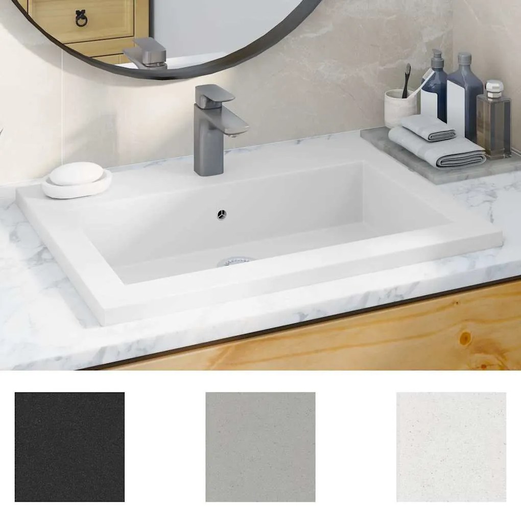 vidaXL Νιπτήρας Λευκός 600 x 450 x 120 χιλ. Γρανιτένιος