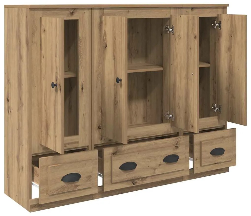 vidaXL Highboard με συρτάρι 3 pcs Artisan Oak Επεξεργασμένο ξύλο