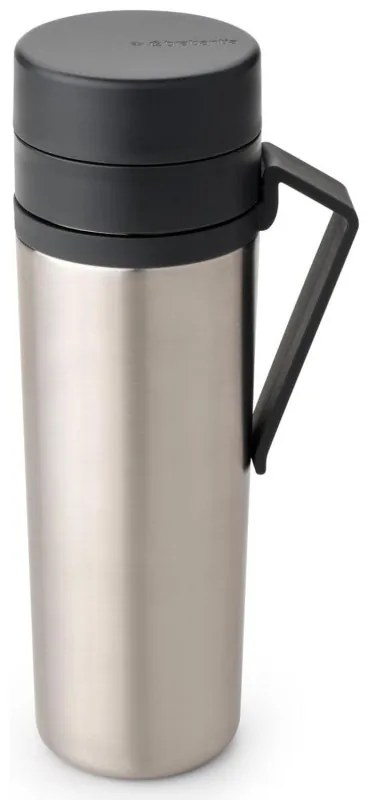 Μπουκάλι θερμότητας Brabantia Make&Take 1008487, 500 ml, διπλά τοιχώματα, χωρίς BPA, Inox/σκούρο γκρι