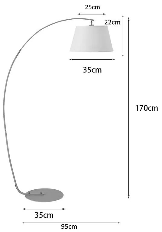 Φωτιστικό δαπέδου Glinze λευκό μέταλλο 90x38x180εκ