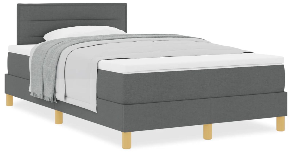 vidaXL Κρεβάτι Box Spring με Στρώμα Σκούρο Γκρι 120x200 εκ. Ύφασμα