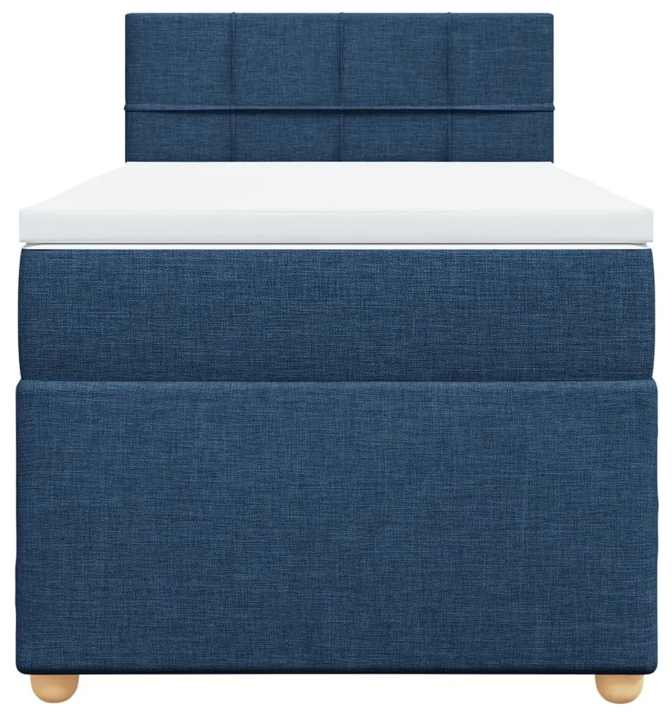 vidaXL Κρεβάτι Boxspring με Στρώμα Μπλε 100 x 200 εκ. Υφασμάτινο