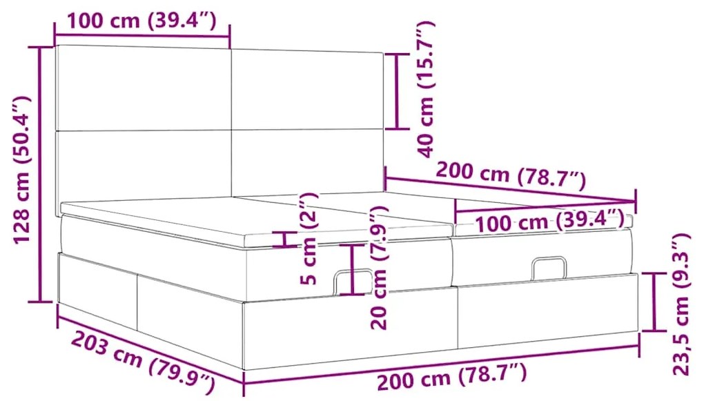 Οθωμανικό Κρεβάτι με Στρώματα Κρέμα 200x200cm Ύφασμα - Κρεμ