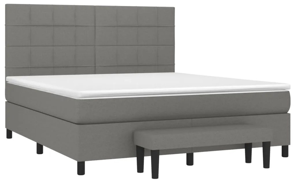 vidaXL Κρεβάτι Boxspring με Στρώμα Σκούρο Γκρι 180x200 εκ Υφασμάτιν