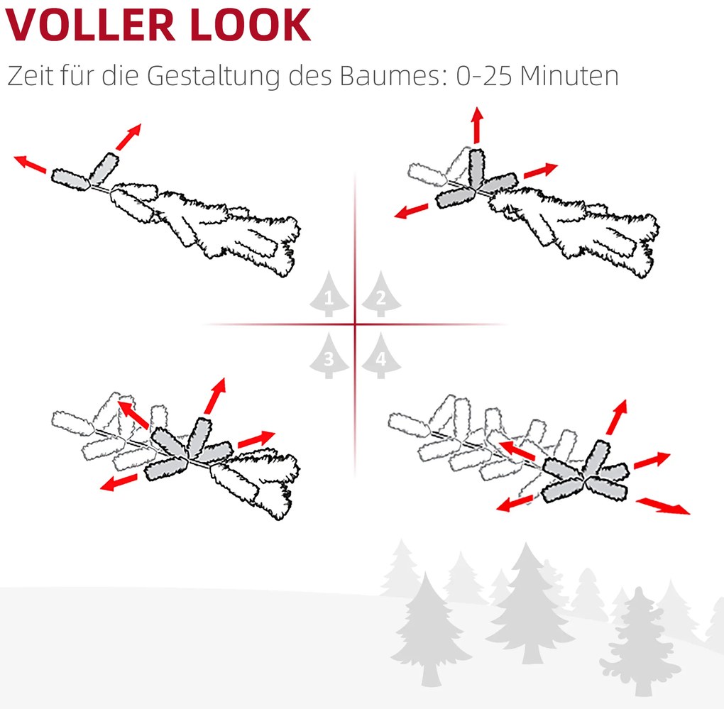 HOMCOM Χριστουγεννιάτικο Δέντρο Ø90 x 180 cm, τεχνητό έλατο, ρεαλιστικό φύλλωμα, Πράσινο