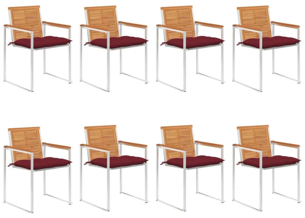 vidaXL Καρέκλες Κήπου 8 τεμ. από Μασίφ Ξύλο Ακακίας με Μαξιλάρια