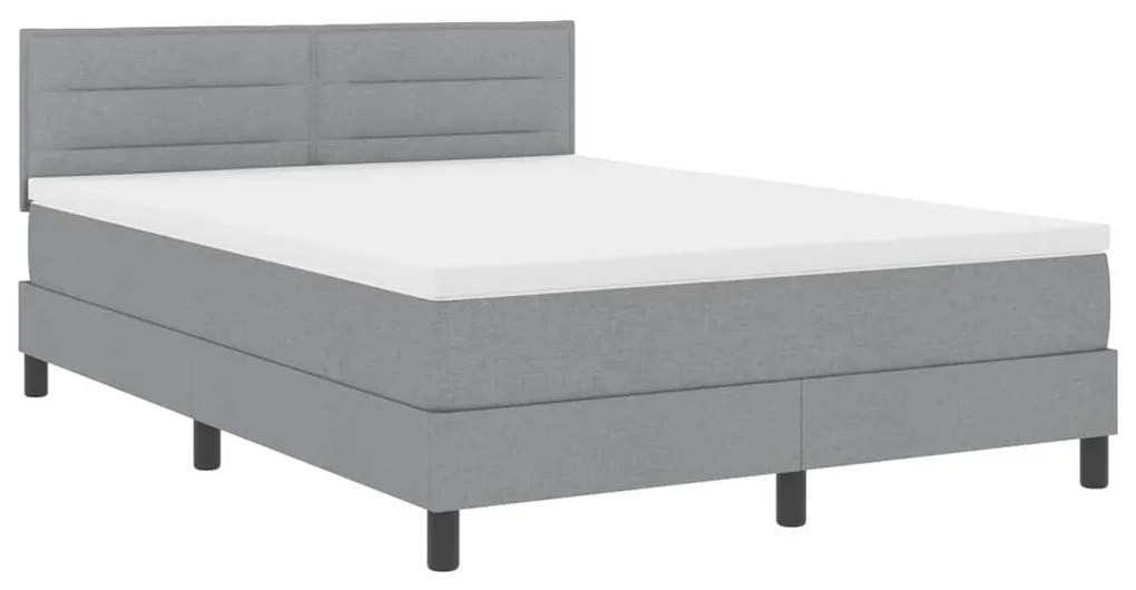 vidaXL Κρεβάτι box spring με στρώμα Ανοιχτό γκρι 140 x 190 cm ύφασμα