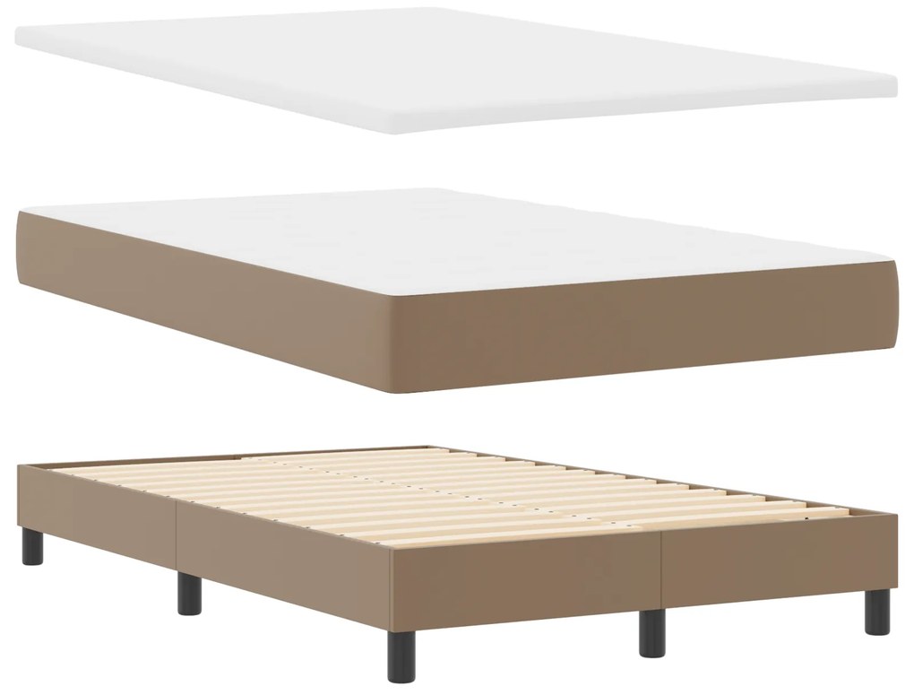 vidaXL Κρεβάτι με Στρώμα Cappuccino, 120x200 εκ, Τεχνητό Δέρμα