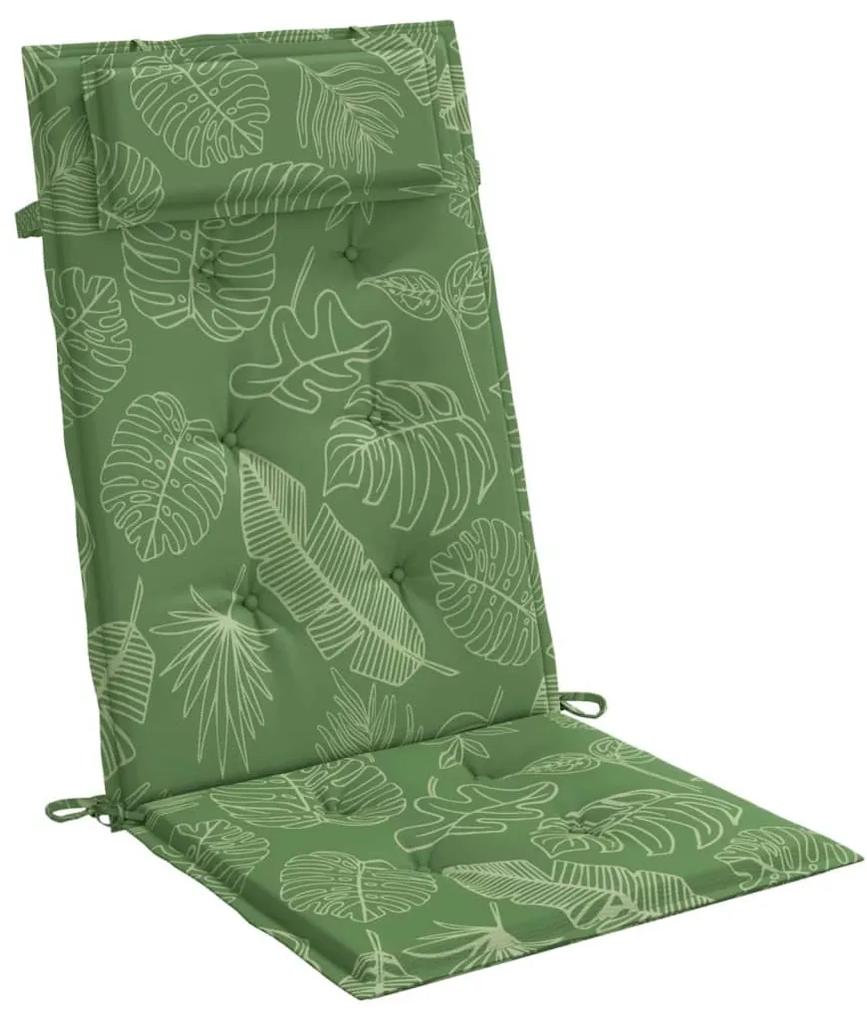 Μαξιλάρια Καρέκλας με Ψηλή Πλάτη 2 τεμ. Σχ. Φύλλα Ύφασμα Oxford - Πράσινο