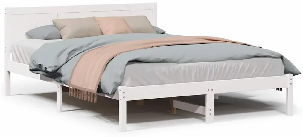 vidaXL Σκελετός Κρεβατιού Λευκό 140 x 200 cm Μασίφ ξύλο πεύκου