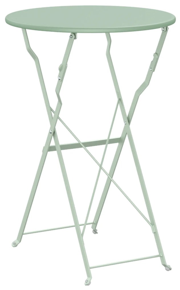 vidaXL Folding Garden Table Light Mint Ø50x71 cm Steel