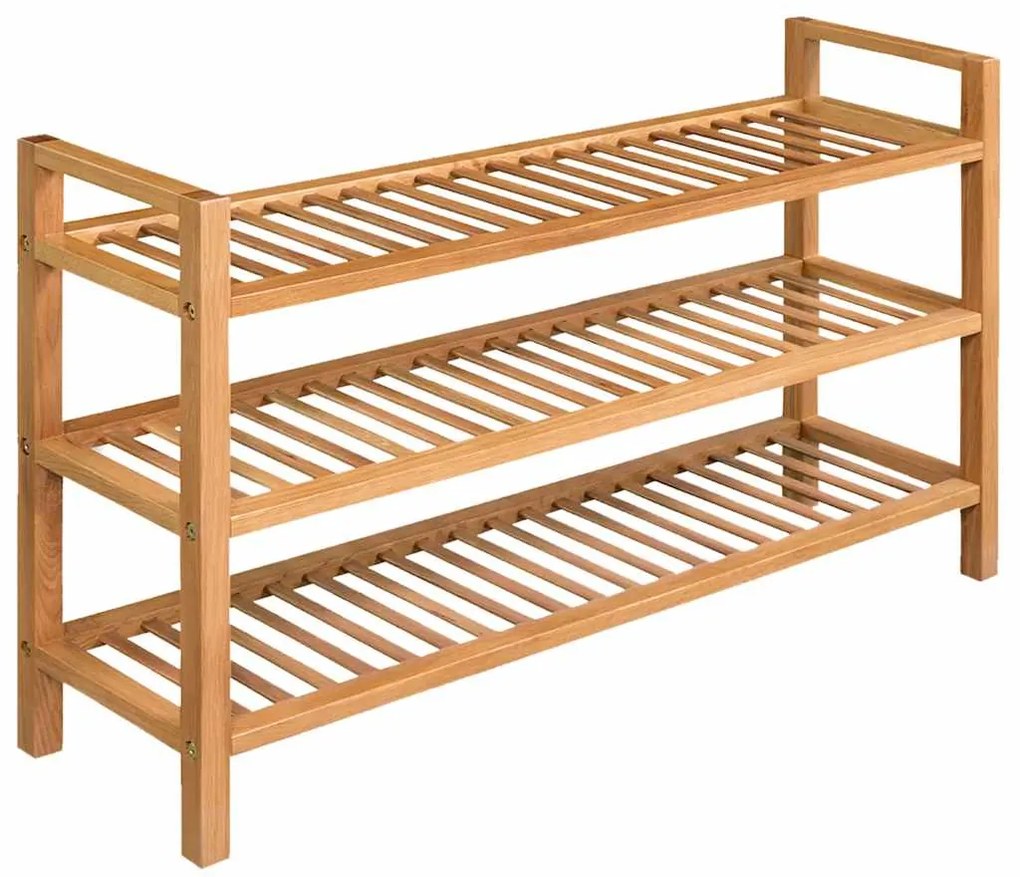 vidaXL Παπουτσοθήκη με 3 Ράφια 100 x 27 x 60 εκ. Μασίφ Ξύλο Δρυός