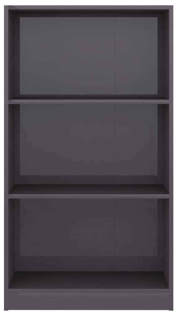 vidaXL Βιβλιοθήκη με 3 Ράφια Γυαλ. Γκρι 60x24x109 εκ. Επεξεργ. Ξύλο